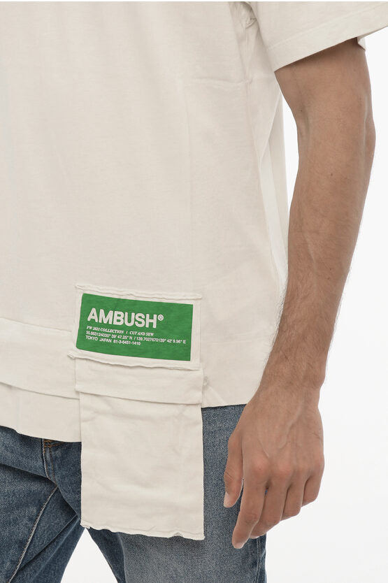 ソリッド カラー クルーネック Tシャツ ウィズ ウエスト ポケット