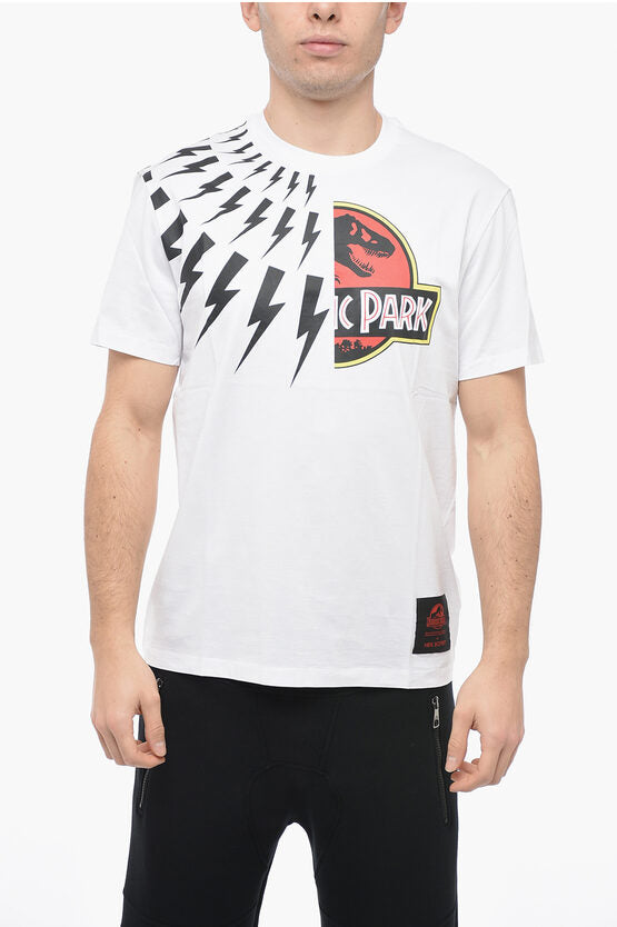 クルー ネック ハーフ サンダーボルト コットン Tシャツ