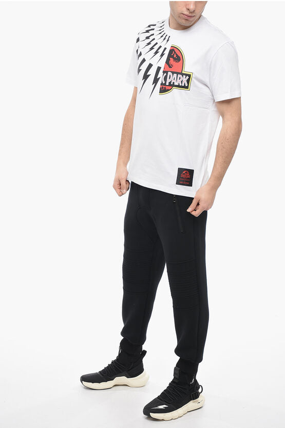 クルー ネック ハーフ サンダーボルト コットン Tシャツ