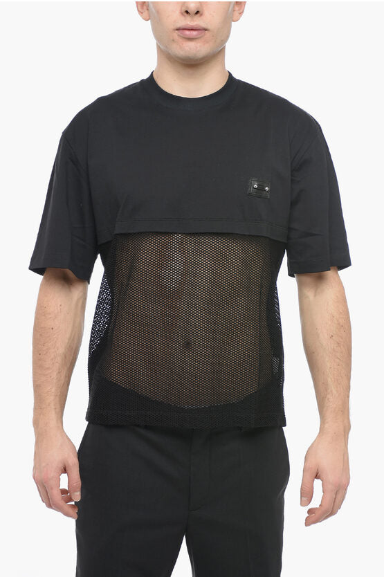 スリム フィット メッシュ クルーネック Tシャツ ウィズ