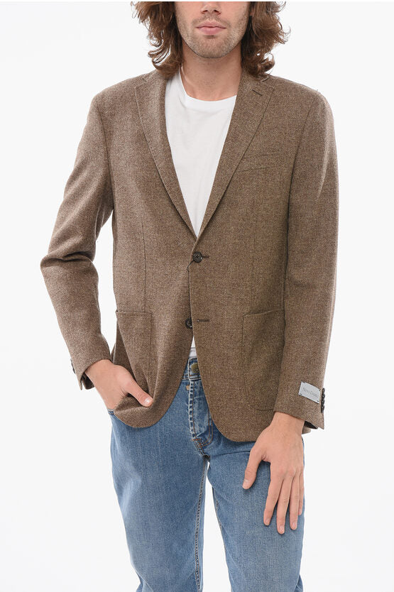 カシミア ウール ブレンド シングル ブレスト ブレザー