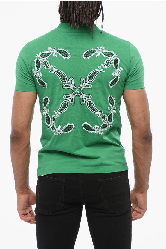 スリムフィット バンダナ エンブロイダード Tシャツ