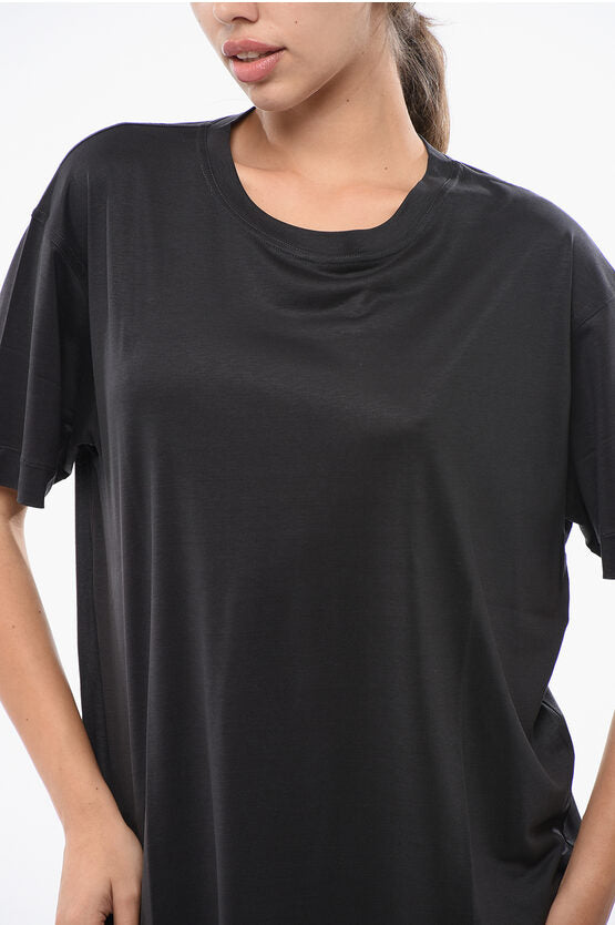 オーバーサイズ フィット シルク ユニセックス クルーネック Tシャツ
